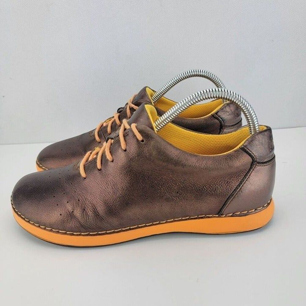 Alegria Womens Size 8 Orange Essence Broze Easy Lace Up Flat Comfort Shoes